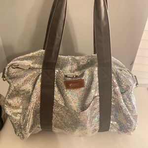 Pink colorful sequin duffel bag